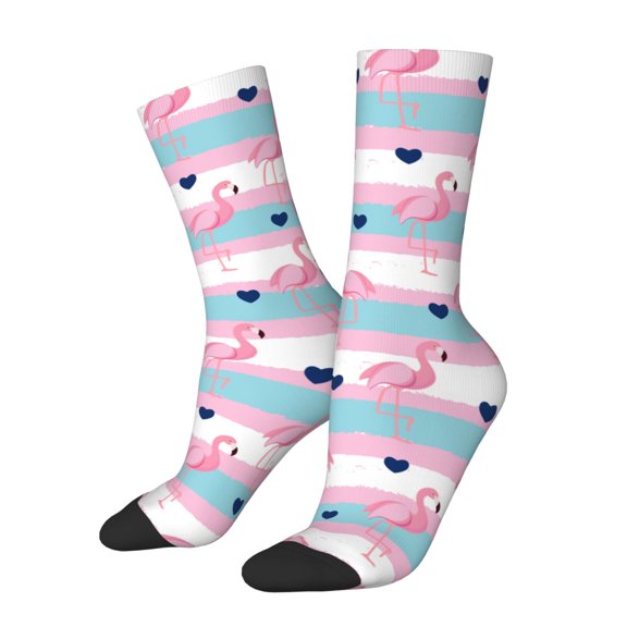Disketp Flamingo1 Unisex Crew Socks Lightweight Breathable Ventilation Ankle Socks, Mid-calf socks for Daily