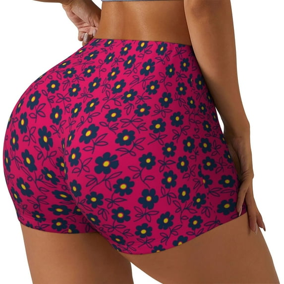 Disketp Floral Colorful for Scrunch Butt Workout Shorts Women Seamless Soft Smooth Gym Yoga Scrunch Active Shorts-X-Large