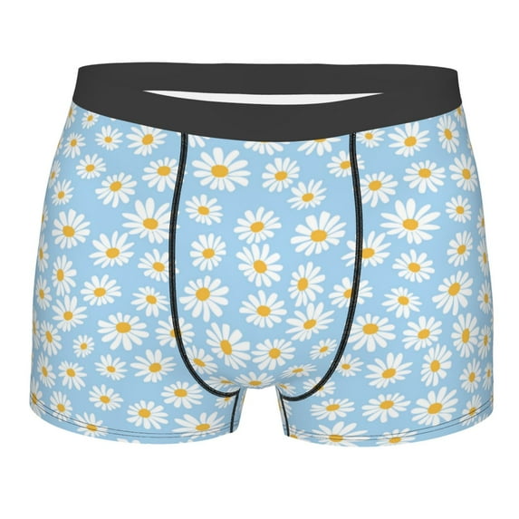 Disketp Floral Daisy Men's Boxer Briefs,Soft and Breathable Cotton Underwear with ComfortFlex Waistband