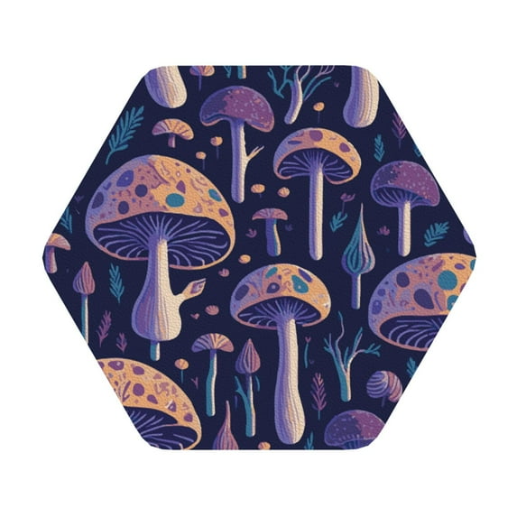 Disketp Floral Hippie Mushrooms Funny Coasters,4 Pcs Leather Coasters With Holder, Perfect Housewarming Hostess Gifts,Protect Furniture From Water Marks Scratch And Damage