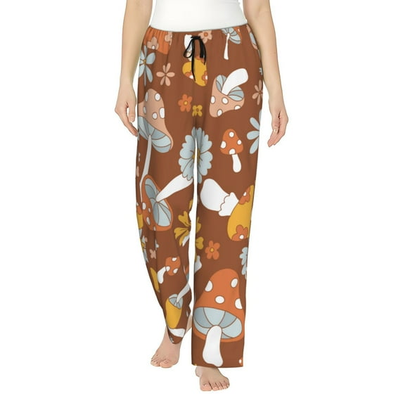 Disketp Floral Hippie Mushrooms Print Women'S Comfy Pajama Pants Casual Drawstring Palazzo Lounge Wide Leg Pants