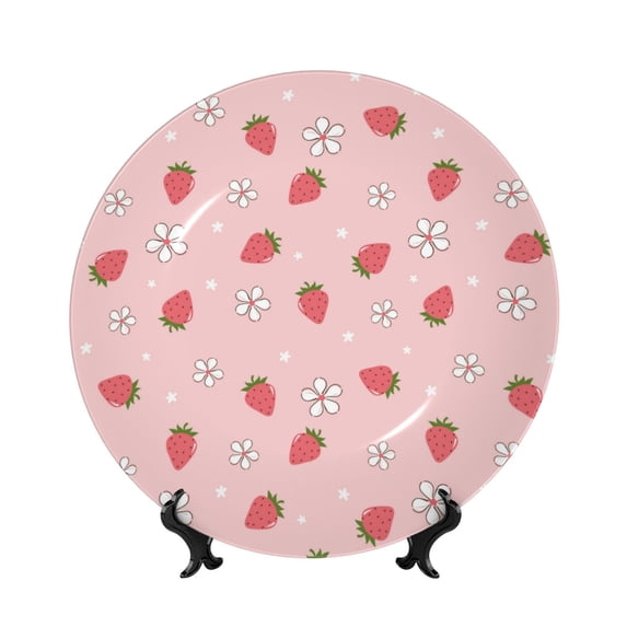 Disketp Floral Strawberr Ceramic Plate Dinner Plates Bone China Decorative Plates Art Ceramic Ornaments for Wall Hanging Decoration -6in
