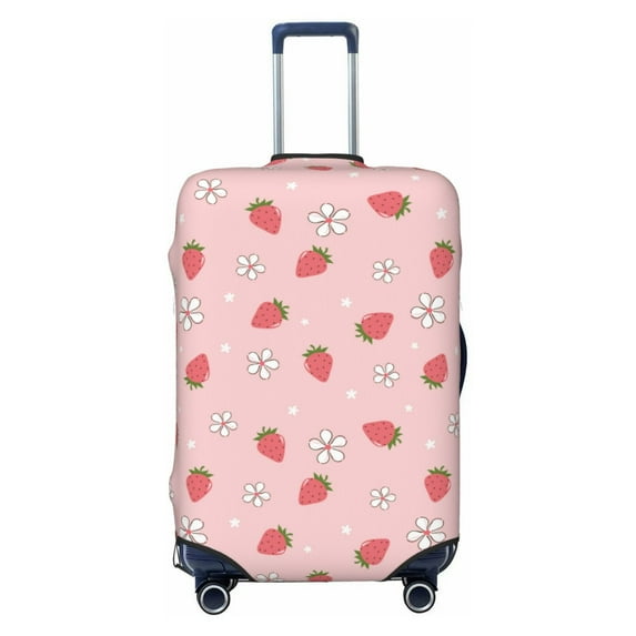 Disketp Floral Strawberr Elastic Travel Luggage Cover Travel Suitcase Protective Cover For Trunk Case Apply To 18''-32'' Suitcase Cover (Luggage not included)-Medium