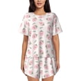 thumbnail image 1 of Disketp Floral Strawberr for 2 Piece Shorts Sleepwear Women's Short-Sleeved Pajama Set Round Neck Pjs-XX-Large, 1 of 6