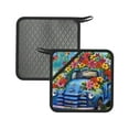 thumbnail image 1 of Disketp Floral Truck Welcome Pot Holders Kitchen Insulation Mats Heat Resistant Pot-Holder Oven Anti-Scald Pads for Cooking Baking, 7.1*7.1inch, 1 of 8