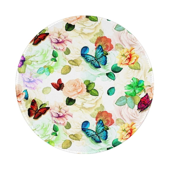Disketp Floral Vintage Small Mouse Pad 7.9x7.9 Inches,Washable Round Mousepad For Office Laptop Computer,Non-Slip Rubber Base Mouse Pads For Wireless Mouse