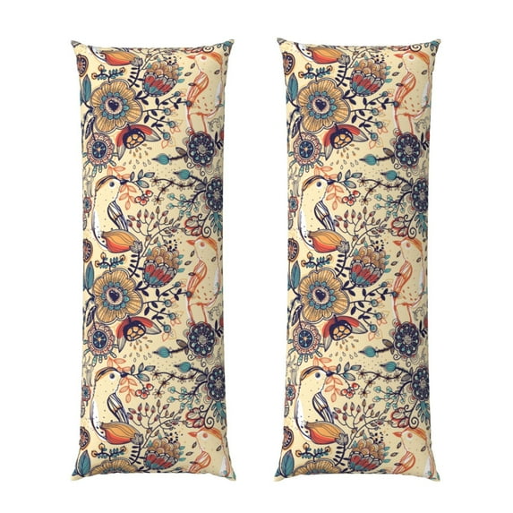 Disketp Floral With Birds Print Body Pillow Cover - Super Soft 20x54 Body Pillow Case,Long Side Hidden Zipper