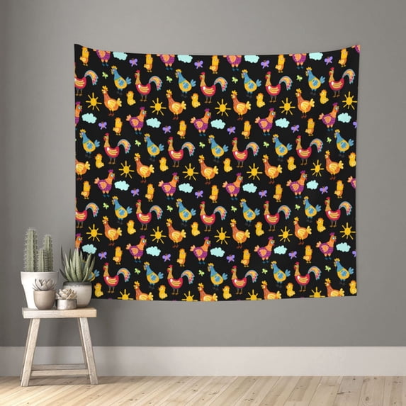 Disketp Flowe Rooster Tapestry 60x51 InchesTapestry for Living Room Bedroom Home