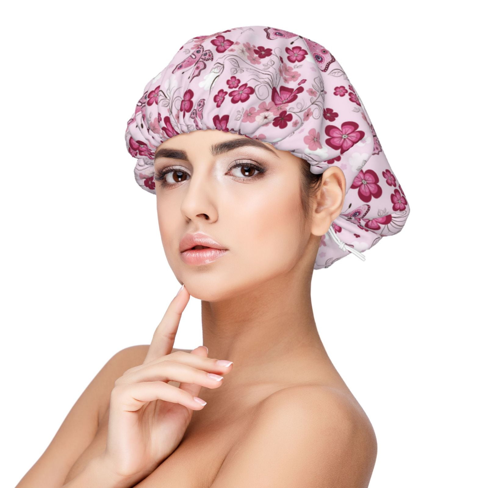 Disketp Flower Butterfly Adjustable Sleeping Hair Cap, Hairband