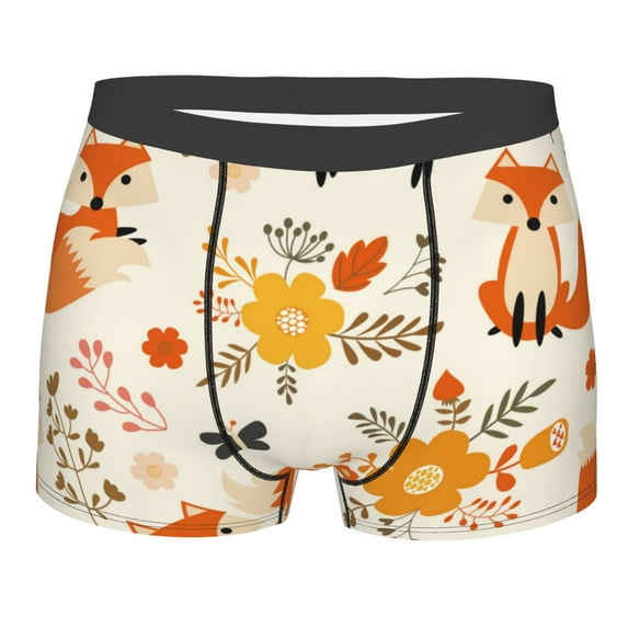 Disketp Flower Fox Men'S Boxer Briefs,Soft And Breathable Cotton Underwear With Comfortflex Waistband