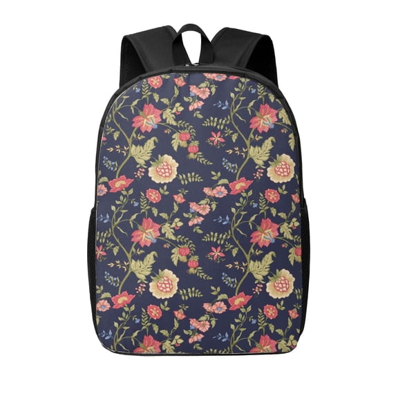 Disketp Flower School Backpack, Lightweight Basic Middle School Bookbags 17 Inch Casual Daypack for Student College, Travel or Outdoor