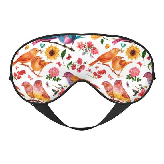 Disketp Flowers Birds And Butterflies Print Sleep Mask-Eye Mask for Sleeping,Comfortable & Super Soft Eye Mask with Adjustable Strap,Travel Eye Mask