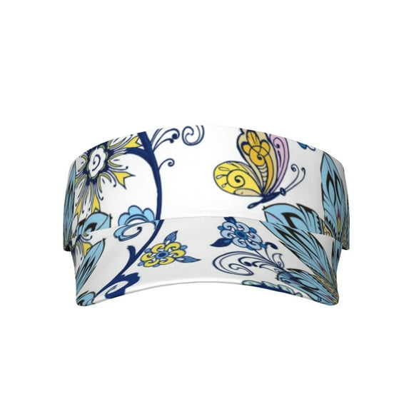 Disketp Flowers And Butterflies Sun Visors For Women Men Unisex Tennis Golf Visor Hat Adjustable Summer Hats Sport Outdoor Visor Hat Uv Protection Cap