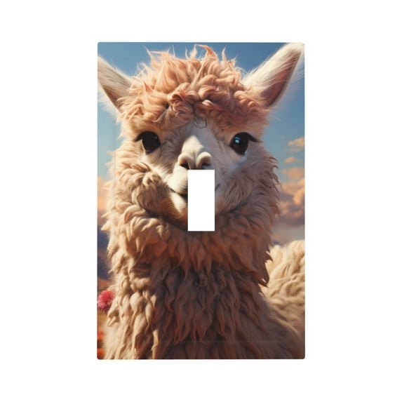 Disketp Fluffy Alpaca Mountain Meadow Decorative Light Switch or Outlet Wall Plate with Safety Cover-Style T