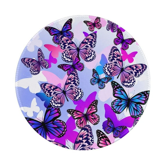 Disketp Flying Butterflies Small Mouse Pad 7.9x7.9 Inches,Washable Round Mousepad For Office Laptop Computer,Non-Slip Rubber Base Mouse Pads For Wireless Mouse