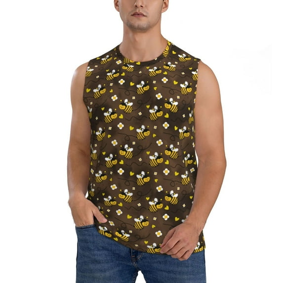 Disketp Flying Furry Honey Bees Sleeveless Tshirts For Men, Muscle Shirts For Men Dry Fit Tank Top-3x-Large