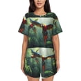 thumbnail image 1 of Disketp Flying Parrots In Jungle for 2 Piece Shorts Sleepwear Women's Short-Sleeved Pajama Set Round Neck Pjs-4X-Large, 1 of 6
