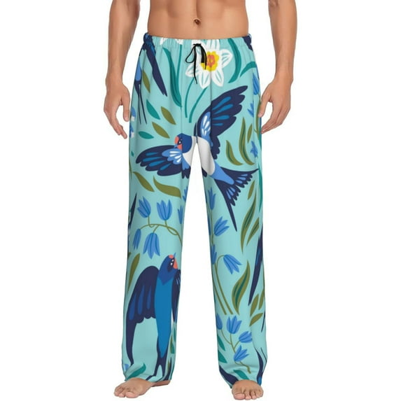 Disketp Flying Swallows Men'S Pajama Pants - Ultra Soft Fleece Sleep And Lounge Pants (Size: S-Xxl)