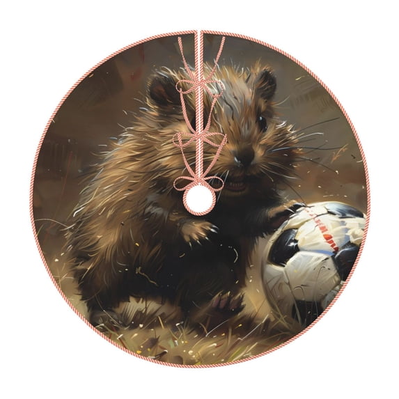 Disketp Football Loving Hamster Christmas Tree Skirt, Christmas Tree Decorations, Christmas Decor, Tree Mat Decoration(30-48IN)-36"