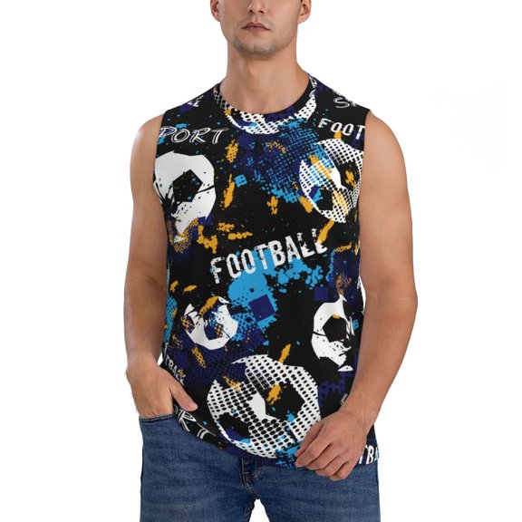 Disketp Football Sleeveless Tshirts For Men, Muscle Shirts For Men Dry Fit Tank Top-Large