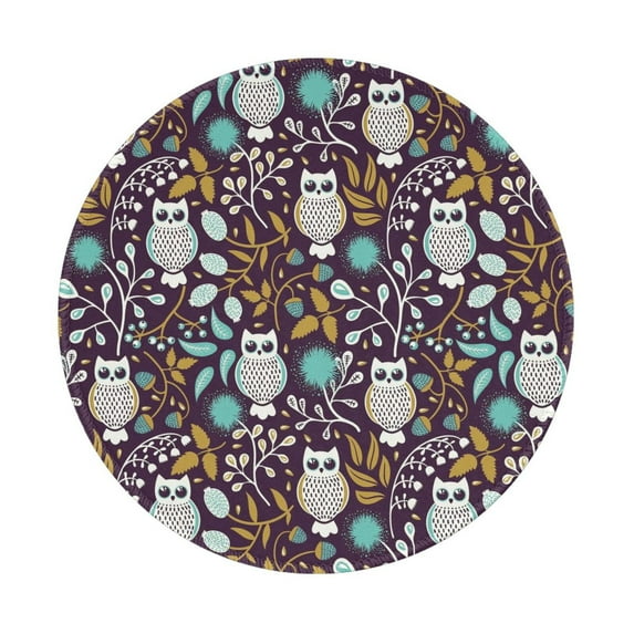 Disketp Forest Cute Owl Small Mouse Pad 7.9x7.9 Inches,Washable Round Mousepad for Office Laptop Computer,Non-Slip Rubber Base Mouse Pads for Wireless Mouse