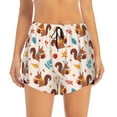thumbnail image 1 of Disketp Forest Squirrel Nuts Print Women's Shorts Workout Shorts for Athletic Gym Running Shorts with Phone Pockets, 1 of 8