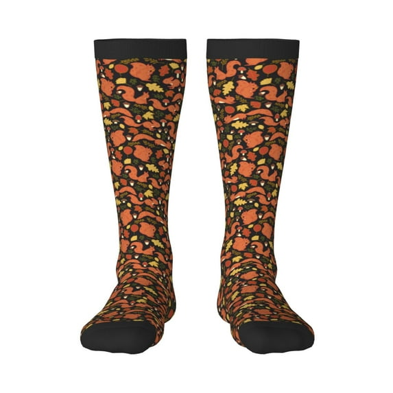 Disketp Forest Squirrel Print Unisex Contrast Color Stockings Lightweight Breathable Ventilation Ankle Contrast Color Stockings, Contrast Color Stockings for Daily