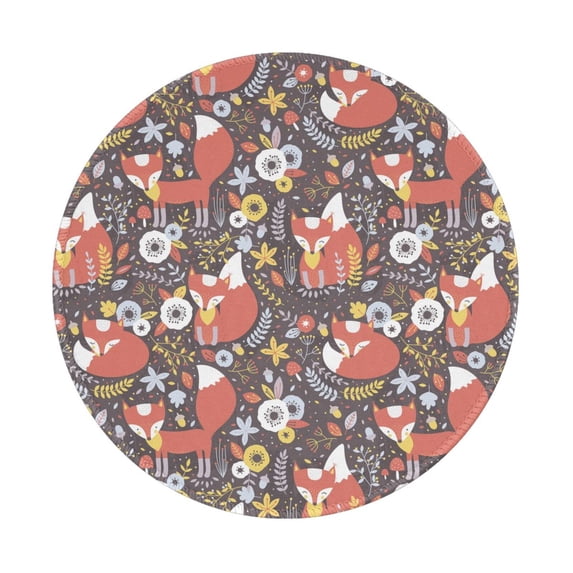 Disketp Foxes Small Mouse Pad 7.9x7.9 Inches,Washable Round Mousepad for Office Laptop Computer,Non-Slip Rubber Base Mouse Pads for Wireless Mouse
