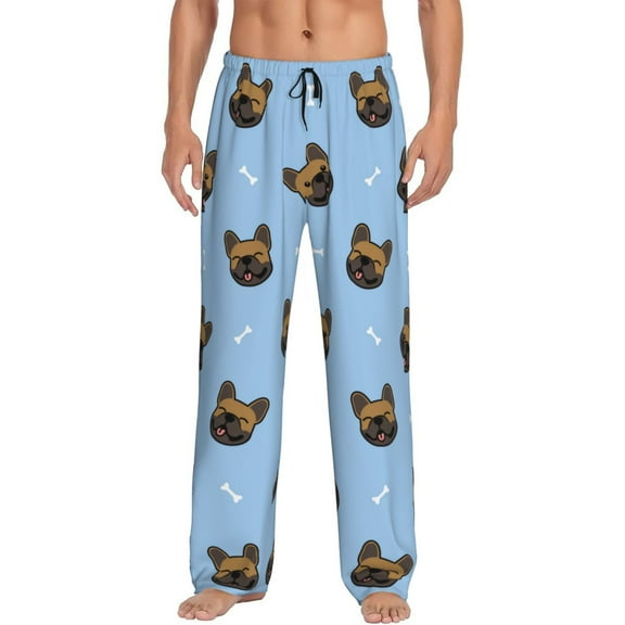 Disketp French Bulldog Face Men'S Pajama Pants - Ultra Soft Fleece Sleep And Lounge Pants (Size: S-Xxl)