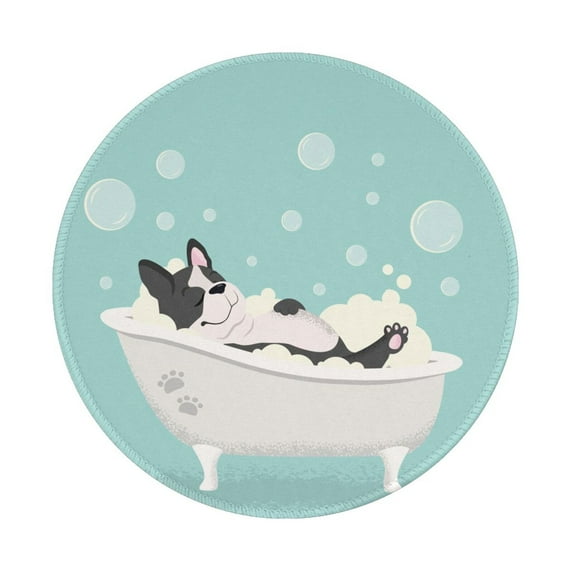 Disketp French Bulldog Taking A Bath Small Mouse Pad 7.9x7.9 Inches,Washable Round Mousepad For Office Laptop Computer,Non-Slip Rubber Base Mouse Pads For Wireless Mouse