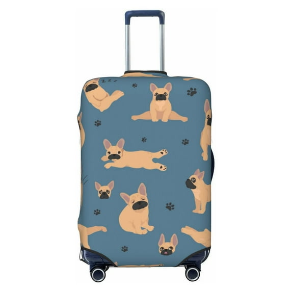 Disketp French Bulldog Yoga Elastic Travel Luggage Cover Travel Suitcase Protective Cover For Trunk Case Apply To 18''-32'' Suitcase Cover (Luggage not included)-Medium