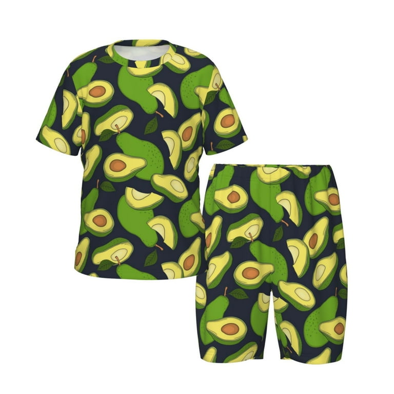 Disketp Fresh Avocado for Kids Short Sleeve Pajamas Kids Summer Pjs Children pajamas 4X Large
