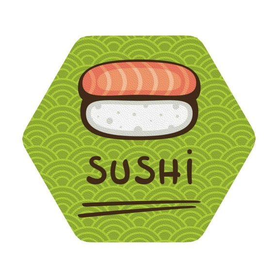 Disketp Fresh Sushi Funny Coasters,6 Pcs Leather Coasters With Holder, Perfect Housewarming Hostess Gifts,Protect Furniture From Water Marks Scratch And Damage