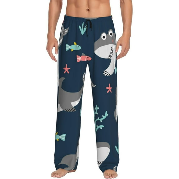 Disketp Friendly Smiling Sharks Men'S Pajama Pants - Ultra Soft Fleece Sleep And Lounge Pants (Size: S-Xxl)