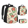 thumbnail image 1 of Disketp Frog Hold Strawberry Large Capacity Backpack Lunch Bag Pencil Case Combination 3 Piece Set for Student, 1 of 7