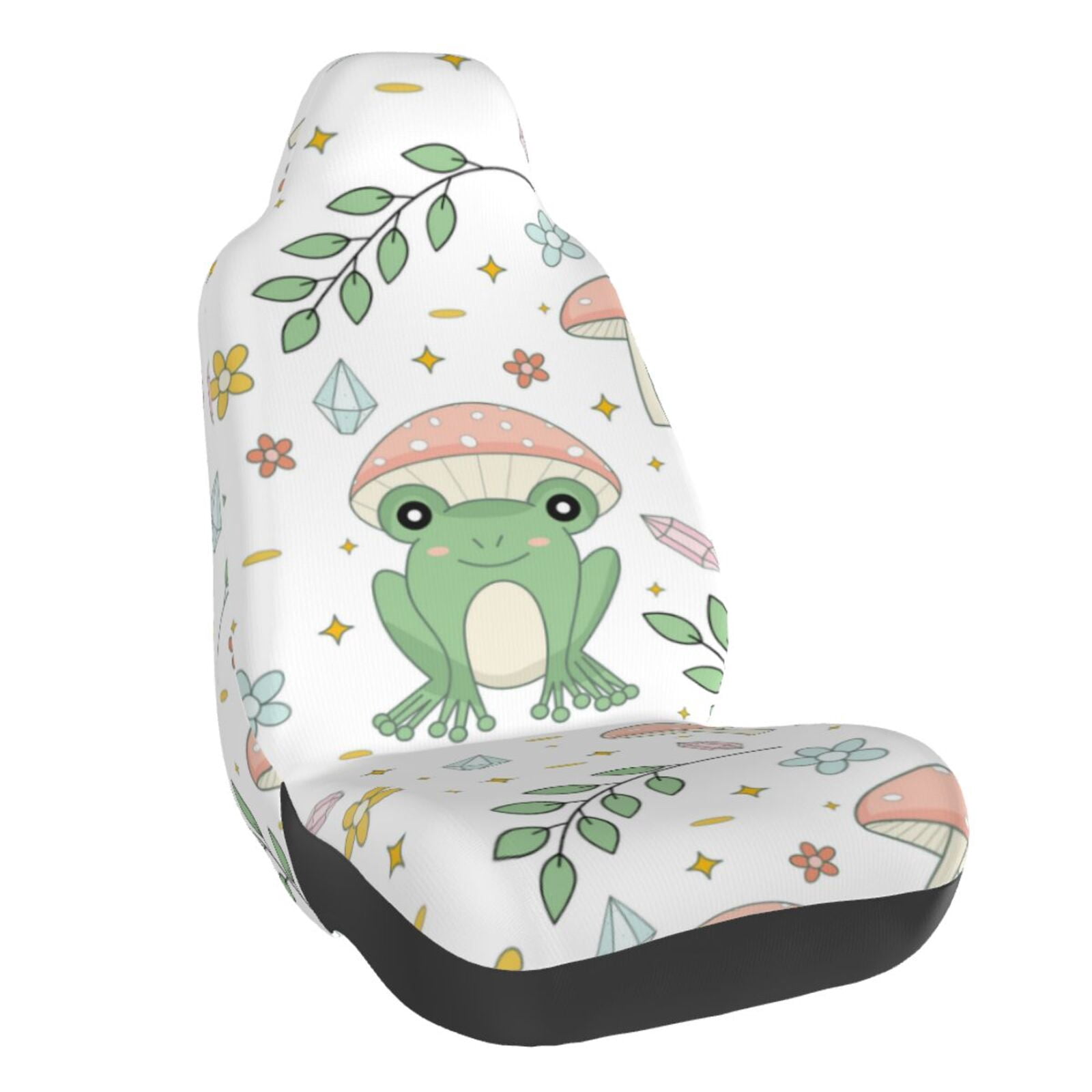 Frog Prince Crown Pattern Print Universal Fit Car Seat Cover