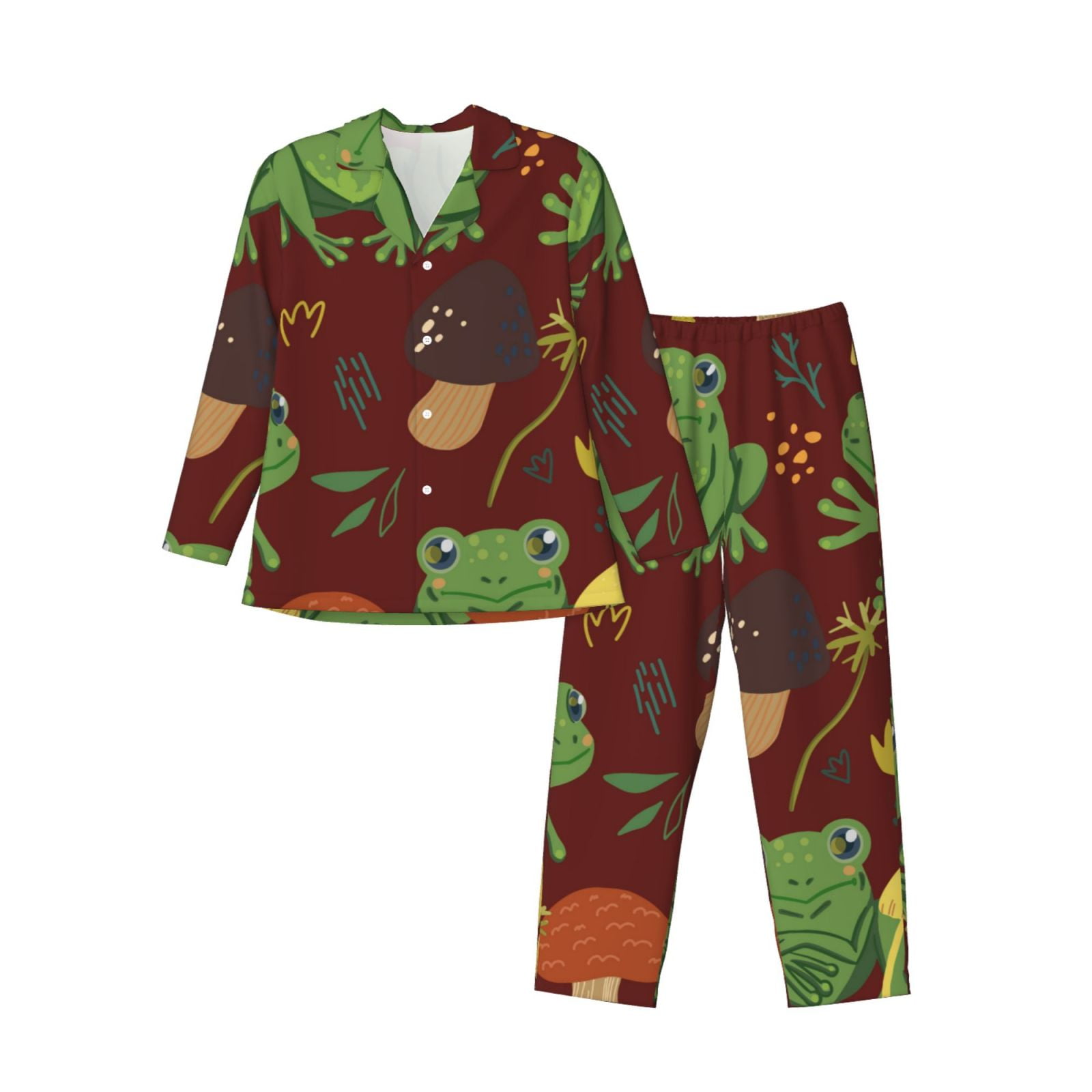 Disketp Frogs and Mushrooms for Pajamas Set Long Sleeve Sleepwear Mens ...