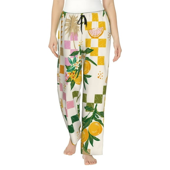 Disketp Fruit Print Women'S Comfy Pajama Pants Casual Drawstring Palazzo Lounge Wide Leg Pants