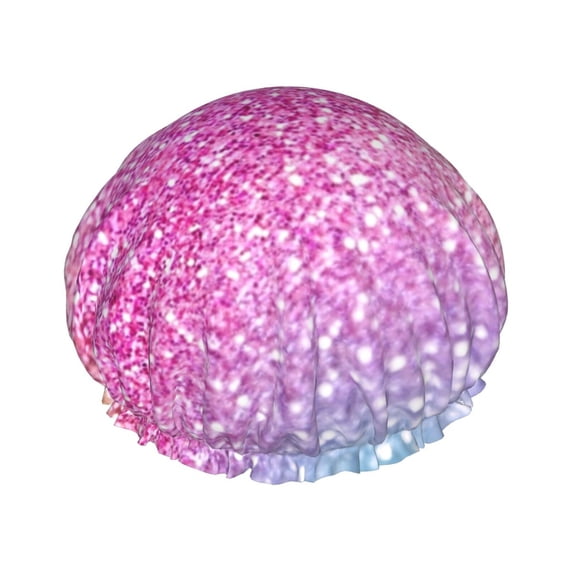 Disketp Fun Rainbow Pink Shower Caps,Reusable Shower Cap For Women, Double Layer Waterproof Hair Cap, Large Size For All Hair Lengths,For Girls Spa Home Salon Use
