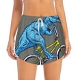 thumbnail image 1 of Disketp Fun Riding Dinosaur Print Women's Shorts Workout Shorts for Athletic Gym Running Shorts with Phone Pockets Medium, 1 of 8