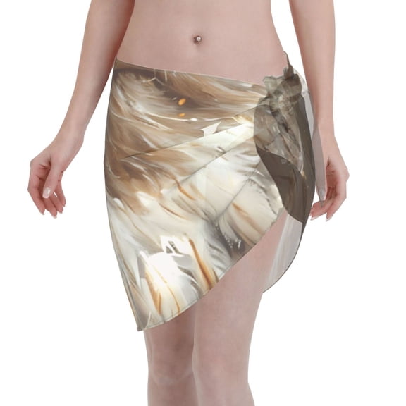 Disketp Funny Bald Eagle Women Swimsuit Cover Up Short Chiffon Summer Beach Sarong Bikini Wrap Skirt Bathing Suit