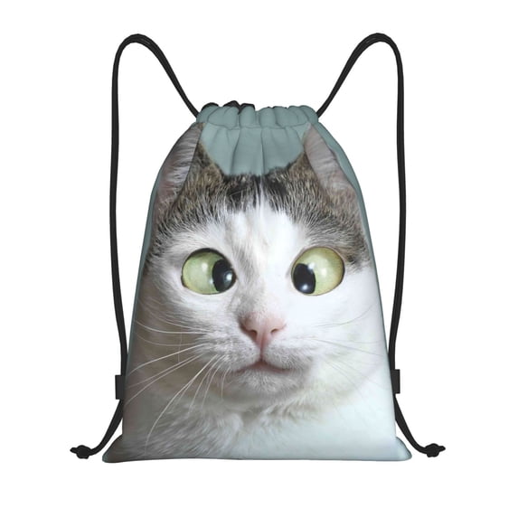 Disketp Funny Cat Drawstring Backpack Drawstring Gym Bags Draw String Bags for Sports, Gym, Travel, Swimming, Beach-Medium