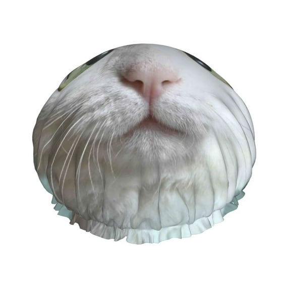 Disketp Funny Cat Shower Caps,Reusable Shower Cap For Women, Double Layer Waterproof Hair Cap, Large Size For All Hair Lengths,For Girls Spa Home Salon Use