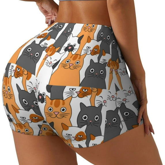 Disketp Funny Cats for Scrunch Butt Workout Shorts Women Seamless Soft Smooth Gym Yoga Scrunch Active Shorts-Small