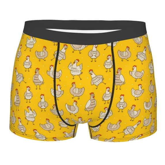 Disketp Funny Chicken Men's Boxer Briefs,Soft and Breathable Cotton Underwear with ComfortFlex Waistband