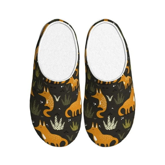 Disketp Funny Fox by the Field Women's Men's Slippers Plush Slip-On House Slipper for Winter Indoor Soft Cushion Non-slip Fluffy Slides Slippers-39/40