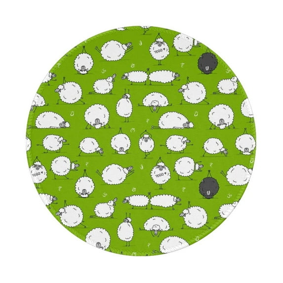 Disketp Funny Sheep Doing Yoga Small Mouse Pad 7.9x7.9 Inches,Washable Round Mousepad For Office Laptop Computer,Non-Slip Rubber Base Mouse Pads For Wireless Mouse