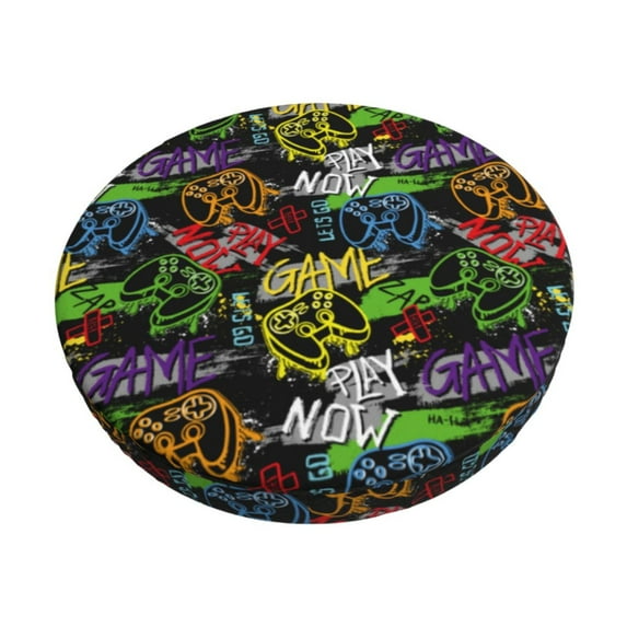Disketp Game Joysticks Stool Covers Round, Super Soft Round Bar Stool Cushion Covers Seat Cushion - 12 Inch