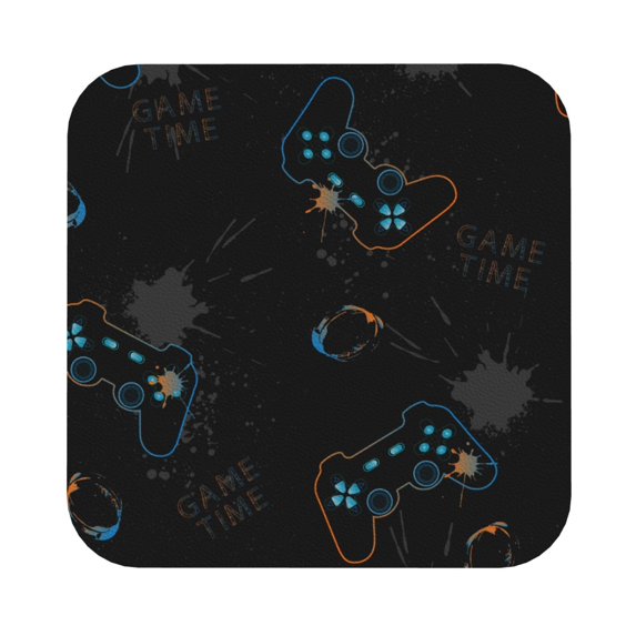 Disketp Game Time Funny Coasters,4 Pcs Leather Coasters With Holder, Perfect Housewarming Hostess Gifts,Protect Furniture From Water Marks Scratch