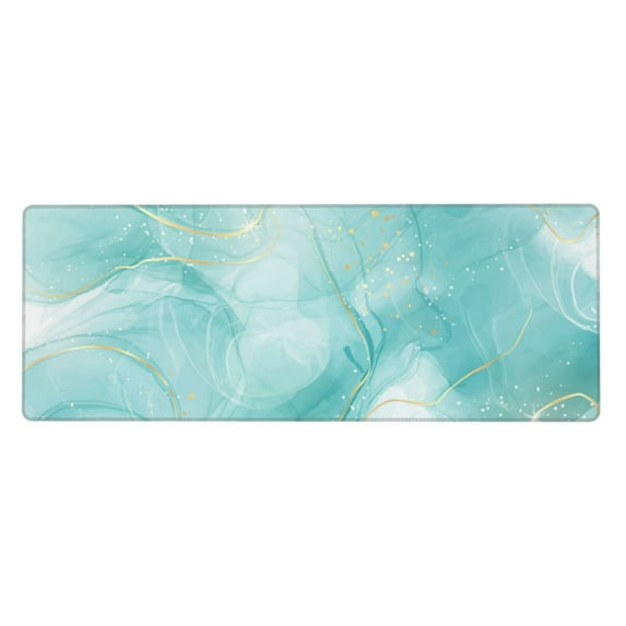 Disketp Gaming Mouse Pad Blue Marble Pattern Large Mouse Mat Long Extended Desk Pad Non-Slip Rubber Mice Pads Stitched Edges Thin Pad (11.8x31.5 Inch)